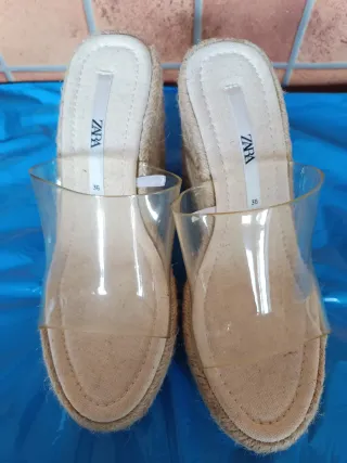 Sandalias cuña esparto Zara Talla 36