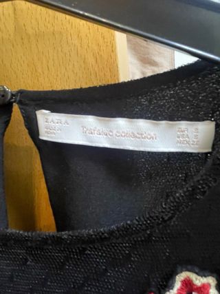 Vestido Zara tul negro bordado flores