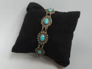 Pulsera Vintage Turquesa Plata 925 Diseño Étnico