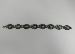 Pulsera Vintage Turquesa Plata 925 Diseño Étnico