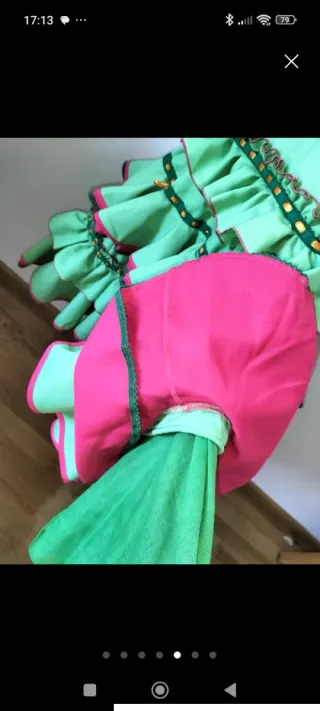 Vestido Flamenca Verde y Fucsia