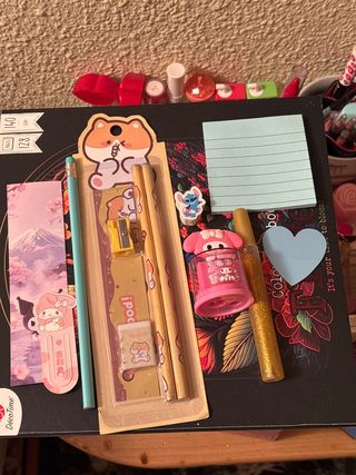 Lote papelería Kawaii: Lápices, goma, sacapuntas
