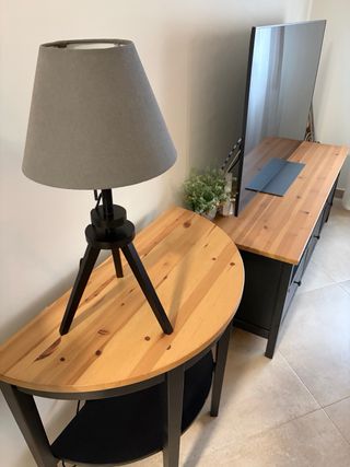 Consola recibidor redonda + lampara