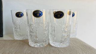 6 Vasos Cristal Bohemia Tallados