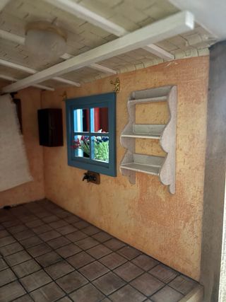 Casa de muñecas grande artesanal de madera