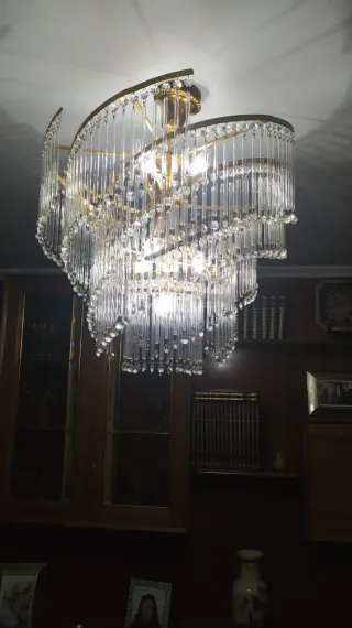 2 Lámparas de cristal Swarovski dorada