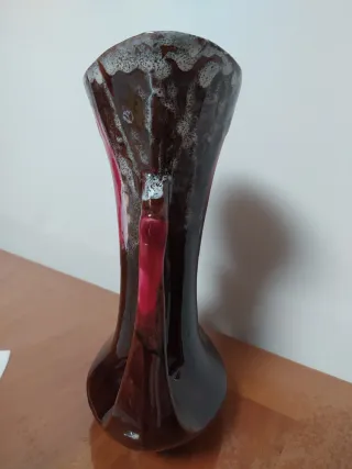 Vaso ceramica marrone e rosso