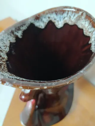 Vaso ceramica marrone e rosso