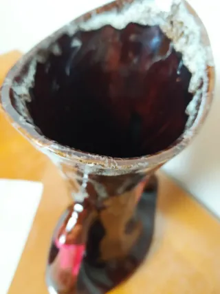 Vaso ceramica marrone e rosso