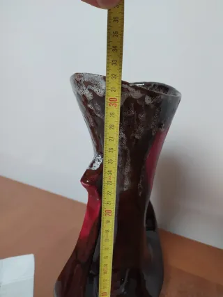 Vaso ceramica marrone e rosso