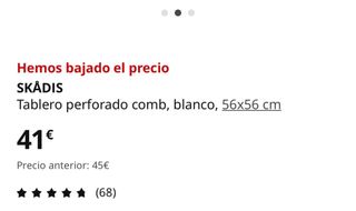 Tablero perforado IKEA blanco y transparente