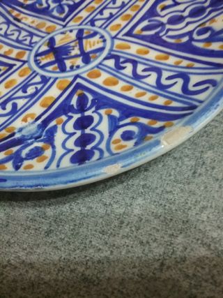 Set di 3 Piatti Decorativi Blu e Dorato