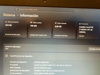 PC Portátil Lenovo Intel 8550U