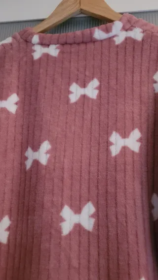 Pijama coralina mujer lazo rosa