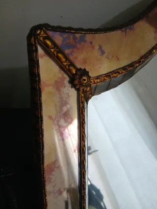 Tocador y Espejo Veneciano Dorado