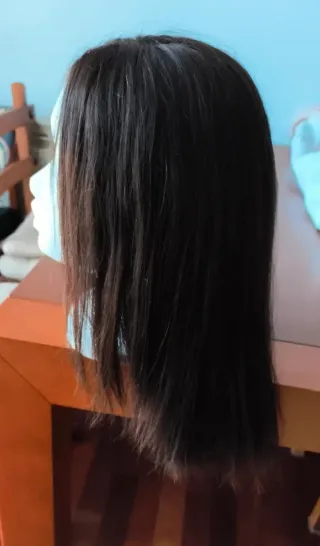 Peluca Pelo Largo Natural Castaño Oscuro