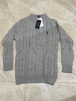 Jersey Polo Ralph Lauren gris trenzado