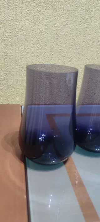 Vasos vintage de cristal morado