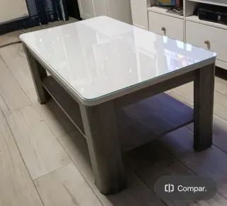 Mesa de centro madera y cristal con tapa cristal