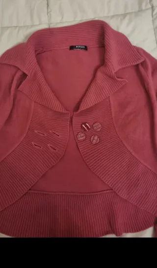 Cardigan aperto donna rosa scuro