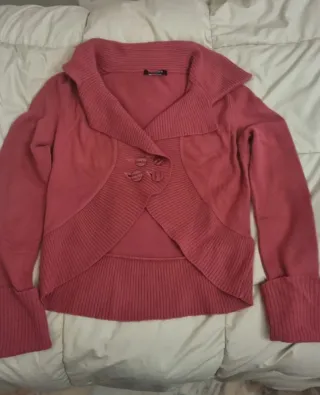Cardigan aperto donna rosa scuro