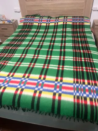 Manta de lana a cuadros multicolor