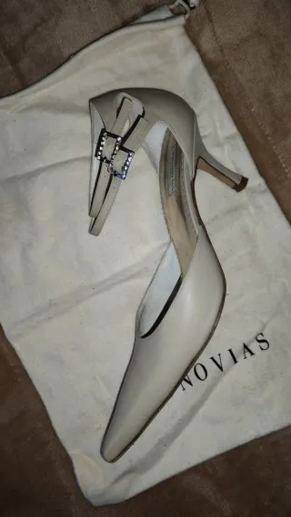 Zapatos de fiesta/boda Pronovias beige/plata