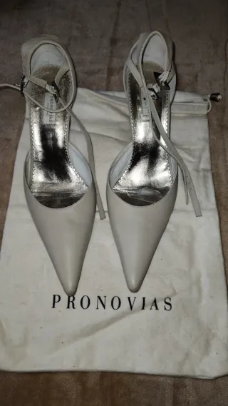 Zapatos de fiesta/boda Pronovias beige/plata