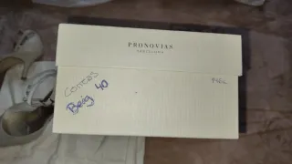 Zapatos de fiesta/boda Pronovias beige/plata