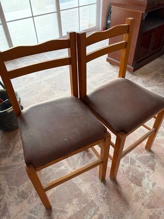 Pack 2 Sillas Madera y Cuero