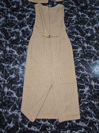Traje mujer chaqueta y vestido beige Talla M