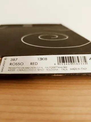 Cornice rossa da tavolo firmata Mascagni