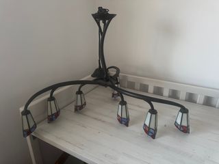 Lampada da soffitto Tiffany in cristallo e metallo