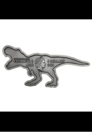 Moneda Plata 2oz T-Rex Jurassic World 2021 Niue -