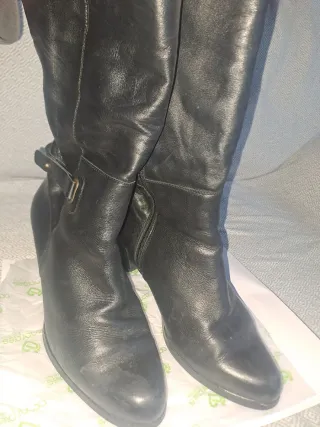 Botas altas piel negras tacón 8cm caña 30cm