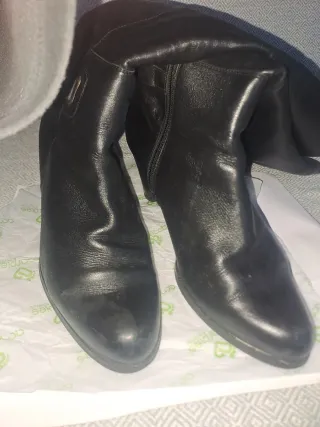 Botas altas piel negras tacón 8cm caña 30cm