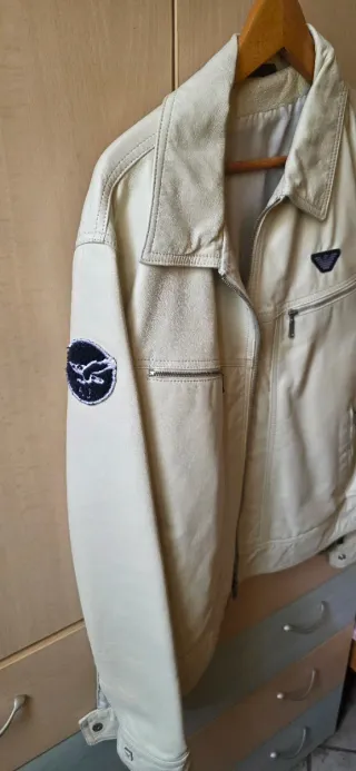 Giubbotto Giorgio Armani Pelle Beige