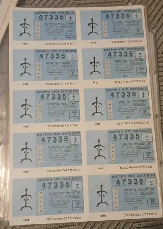 Biglietti lotteria Jueves Zodiaco 1992 vari