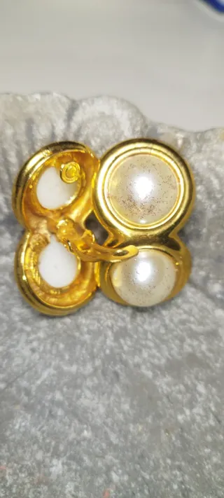 Orecchini clip dorati vintage perle