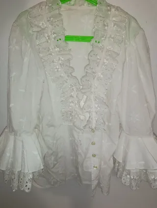 Traje de flamenca azul y blanco