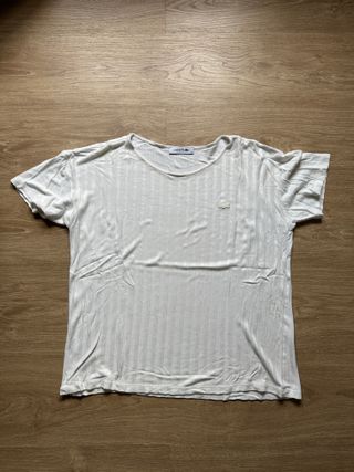 Camiseta Lacoste Mujer 44 Blanco Crema Manga Corta