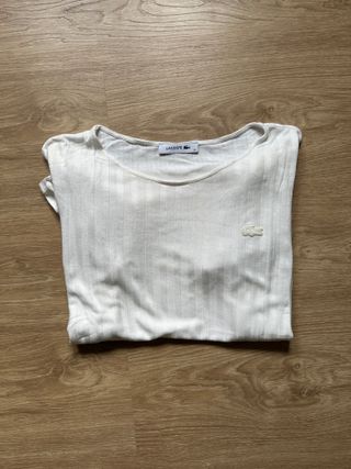 Camiseta Lacoste Mujer 44 Blanco Crema Manga Corta