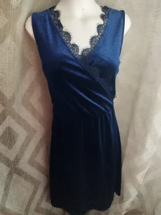 Vestido terciopelo azul fiesta/evento