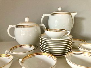 🇫🇷 Limoges Juego café antiguo porcelana