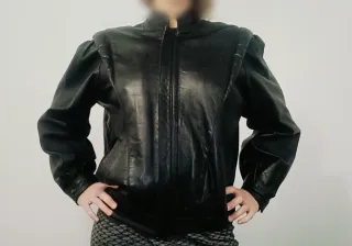 Chaqueta Piel Vintage Negra años 80