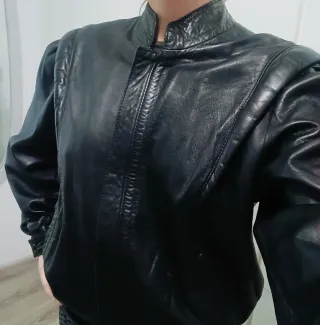 Chaqueta Piel Vintage Negra años 80