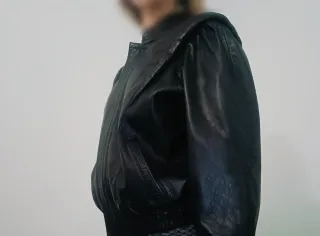 Chaqueta Piel Vintage Negra años 80