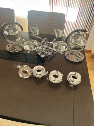 Lámpara de mesa de cristal y metal