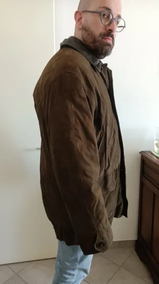 Giacca in pelle scamosciata marrone