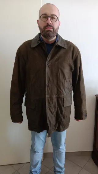 Giacca in pelle scamosciata marrone